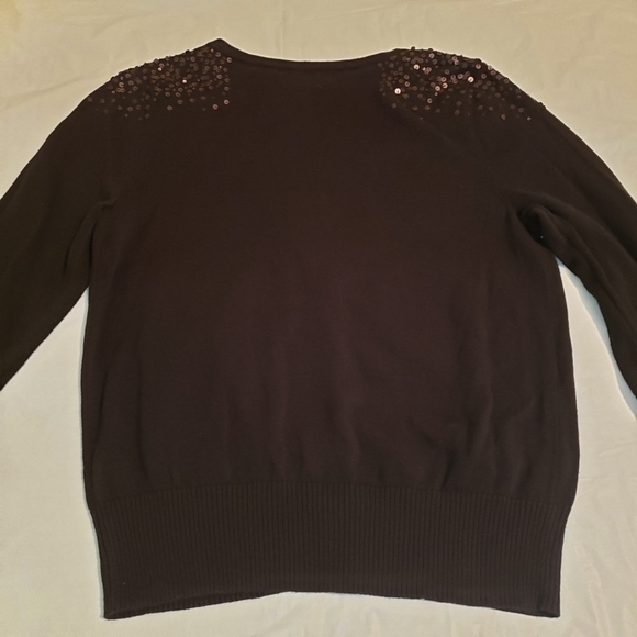ELLE Sequin Black Button Up Cardigan Size Small - Picture 5 of 8